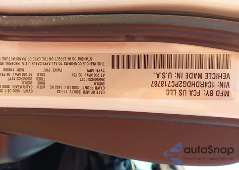 2023 Dodge Durango Gt Rwd из США, поврежденный, VIN 1C4RDHDG2PC718787